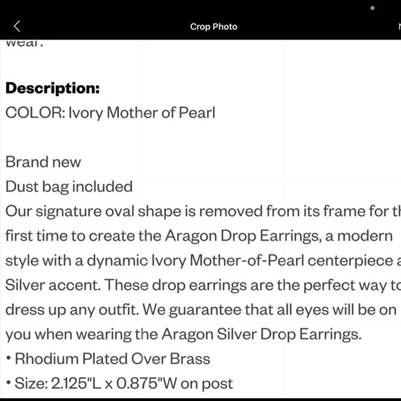 KENDRA Scott Ivory Silver Oval Drop Mother of Pearl Statement Earrings - Picture 10 of 10